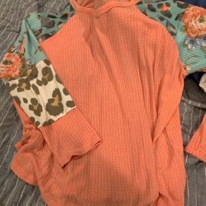 Long sleeve waffle knit shirt